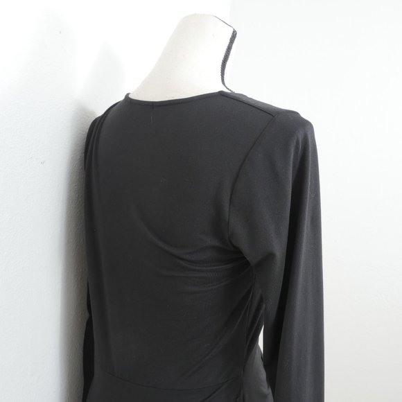 Fashion Nova Long Sleeve Deep Neck Line Wrap Front Size Large Mini Dress - Picture 8 of 10